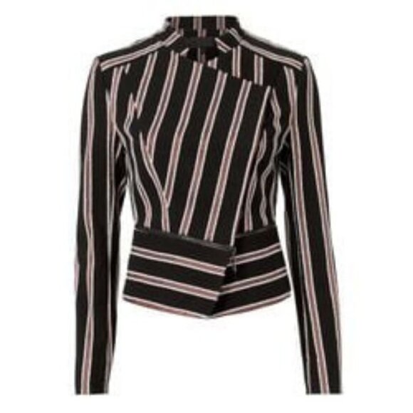 INTERMIX Cotton Cropped "Lisa" Striped Jacket - Picture 1 of 12